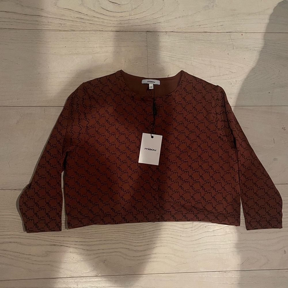 Miaou Brown Logo cropped cardigan